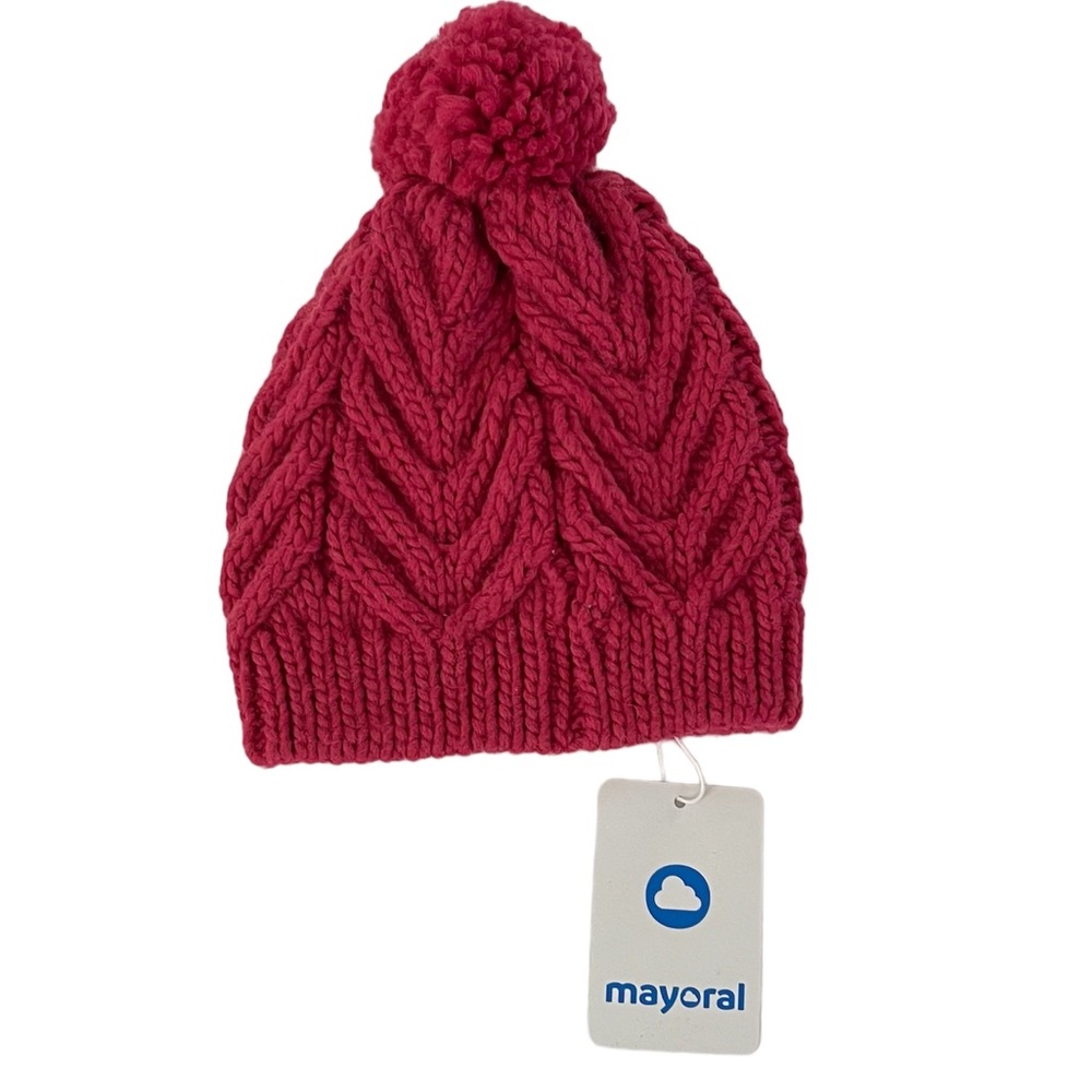 Mayoral Girl’s Raspberry Pink Wool Hat Size 8 NWT